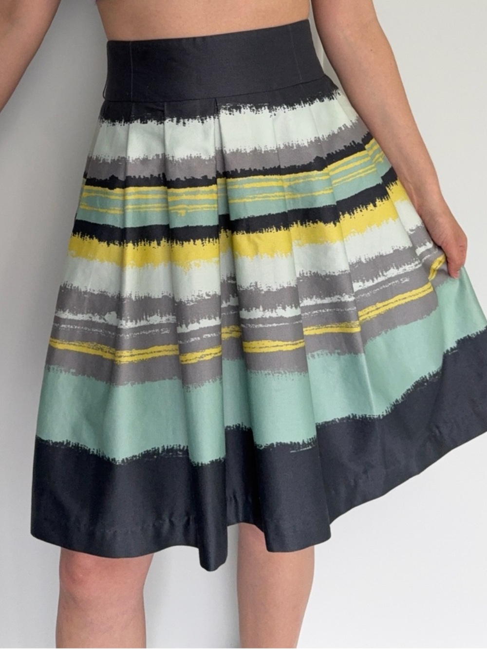 H&M Pleated Skater Skirt Multicolor Cotton Size 10